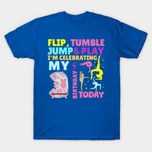 3rd Birthday Gymnastics Themed Girls Party Kids Three Year Old T-Shirt